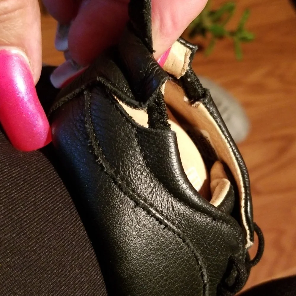 Black tip‎ toey Joey leather shoes 12-18mo